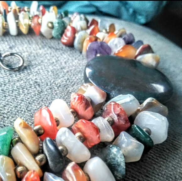 Fine Rainbow Agate Multistrand Statement Necklace - Picture 2 of 7